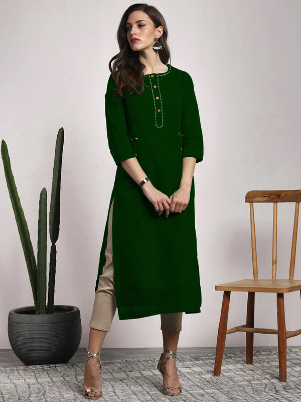 Green Coloured Fancy Designer Rayon Kurti!!