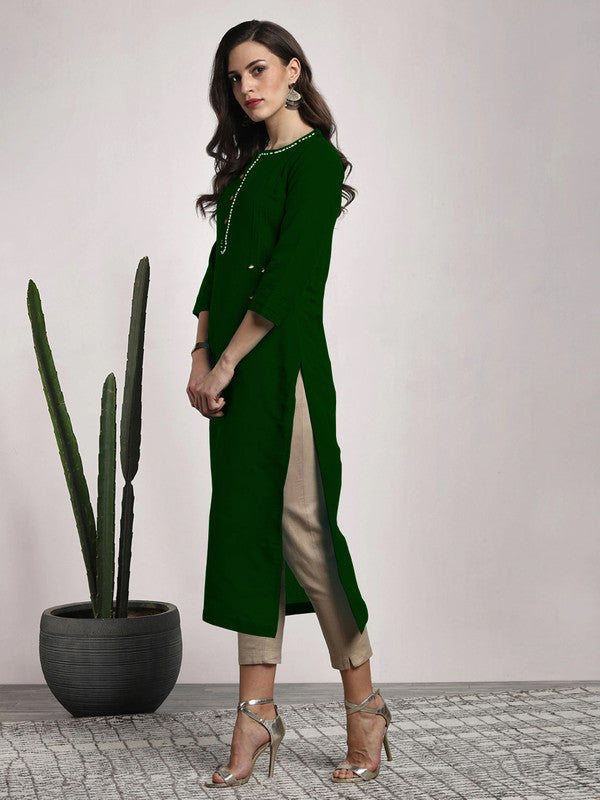 Green Coloured Fancy Designer Rayon Kurti!!