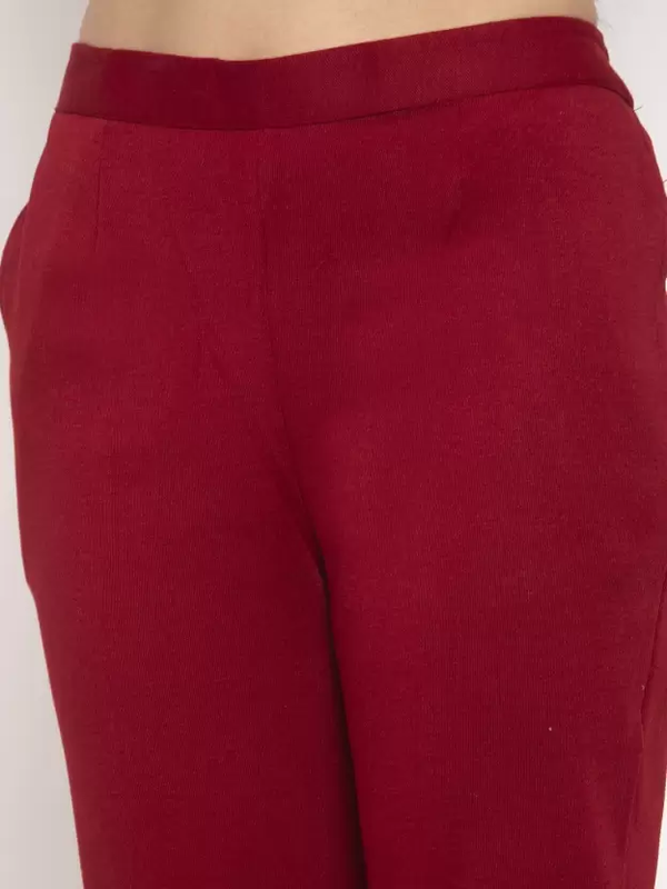 Maroon Coloured Straight fit Woolen Pant!!