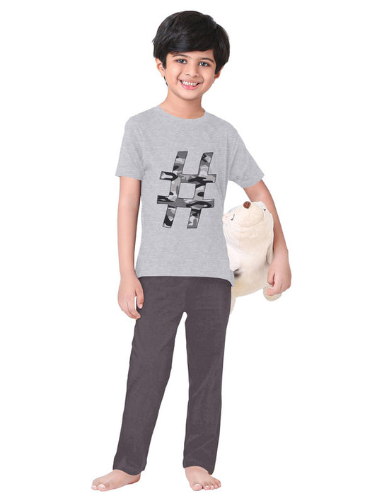 Boys Half Sleeves 100% Cotton T-shirt and Bottom Comfort wear  - Grey!!