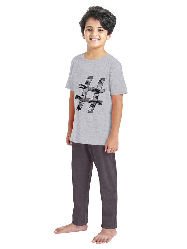 Boys Half Sleeves 100% Cotton T-shirt and Bottom Comfort wear  - Grey!!