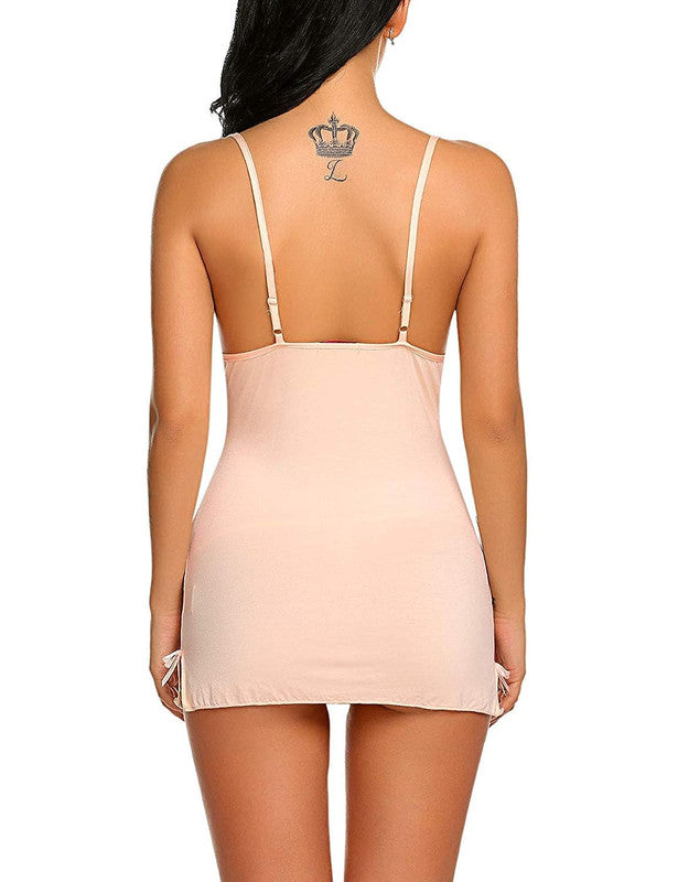 Peach Coloured Premium Soft Comfy Net & Silky touch Women Luxurious Night in or a Front Net Hosiery Babydoll Honeymoon Dress!!