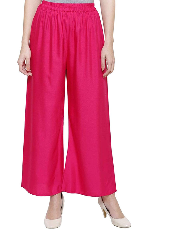 Magenta Solid Rayon Straight fit Plain Palazzo Free Size( 28 to 40 Inch)!!