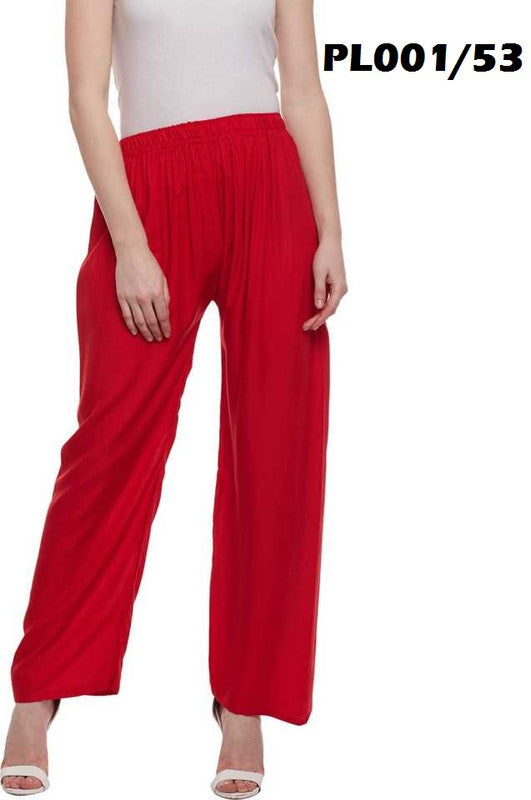 Red Solid Rayon Straight fit Plain Palazzo Free Size( 28 to 40 Inch)!!