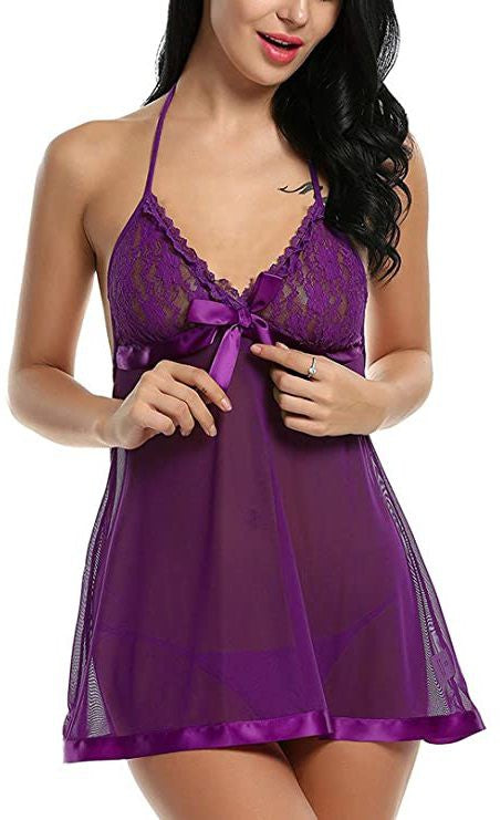 Purple Coloured Premium Soft Comfy Net & Silky touch Women Luxurious Night in or a Babydoll Honeymoon Dress!!