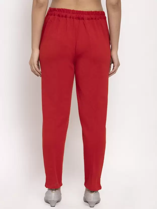 Red Coloured Straight fit Woolen Pant!!