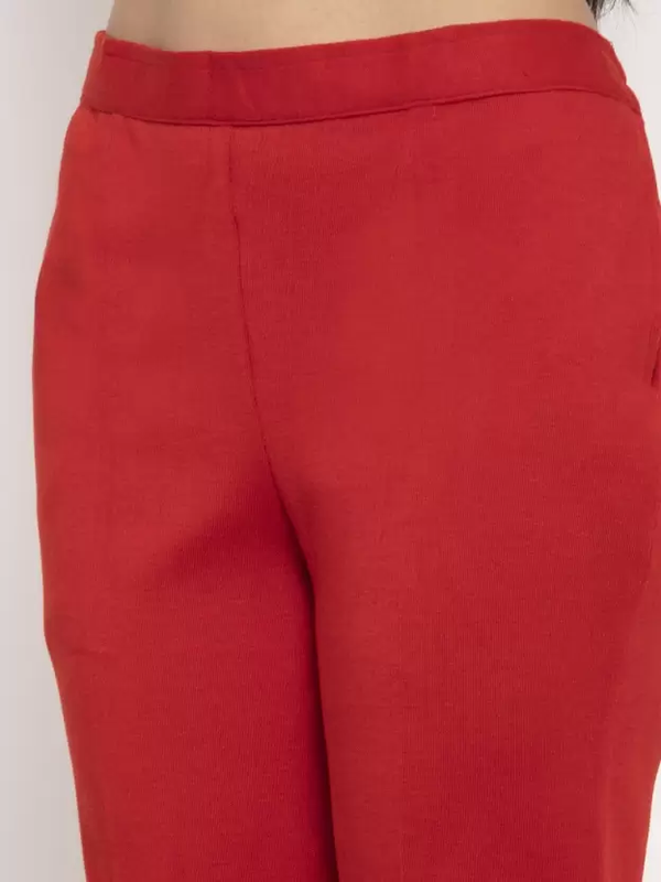 Red Coloured Straight fit Woolen Pant!!