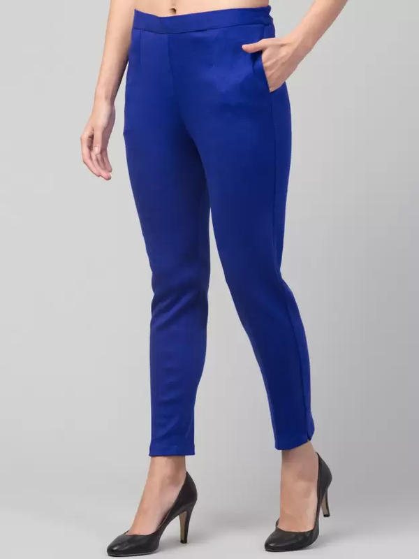 Buy Vero Moda Women Cobalt Blue Defender Straight Fit Chino Trousers -  Trousers for Women 120093 | Myntra