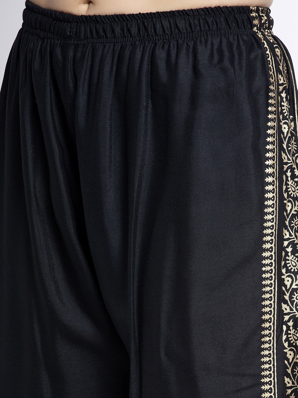 Black Rayon Straight Printed Trouser Palazzo Free Size( 28 to 40 Inch)!!