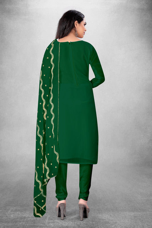 Green Coloured Georgette with Embroidery Work Women Party/Daily wear Dress Material Suit- Top with Bottom & Georgette Dupatta!!