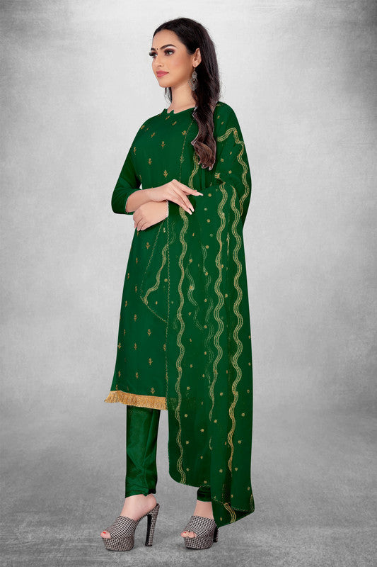 Green Coloured Georgette with Embroidery Work Women Party/Daily wear Dress Material Suit- Top with Bottom & Georgette Dupatta!!