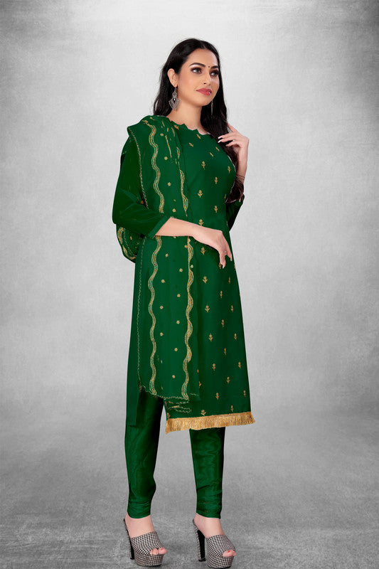 Green Coloured Georgette with Embroidery Work Women Party/Daily wear Dress Material Suit- Top with Bottom & Georgette Dupatta!!