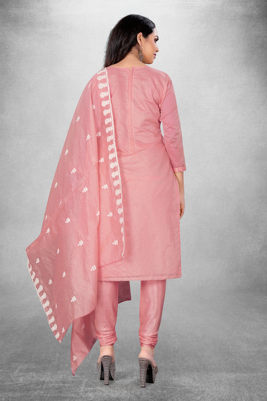 Pink Coloured Modal Cotton with Embroidery Work Women Party/Casual wear Dress Material Suit- Top with Bottom & Modal Cotton Dupatta!!