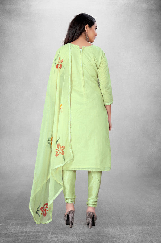 Pista Green Coloured Model with Embroidery Work Women Party/Daily wear Dress Material Suit- Top with Bottom & Naznin Dupatta!!