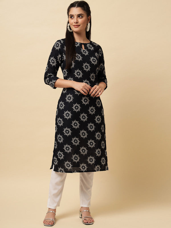 Blue Coloured Designer Printed Stright Rayon Kurti!!