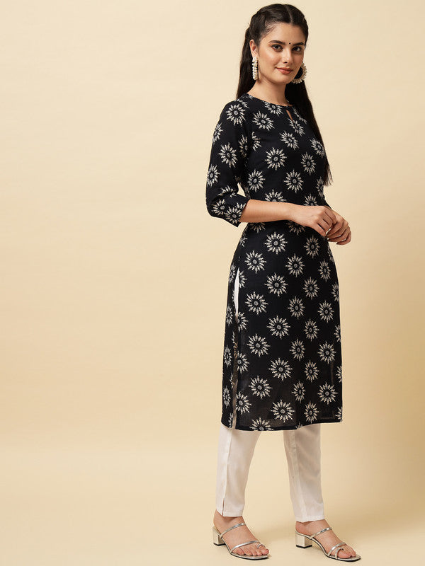 Blue Coloured Designer Printed Stright Rayon Kurti!!