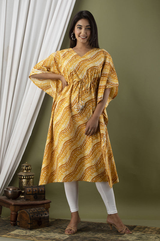 Mustard Coloured Designer Cotton Kaftan!!