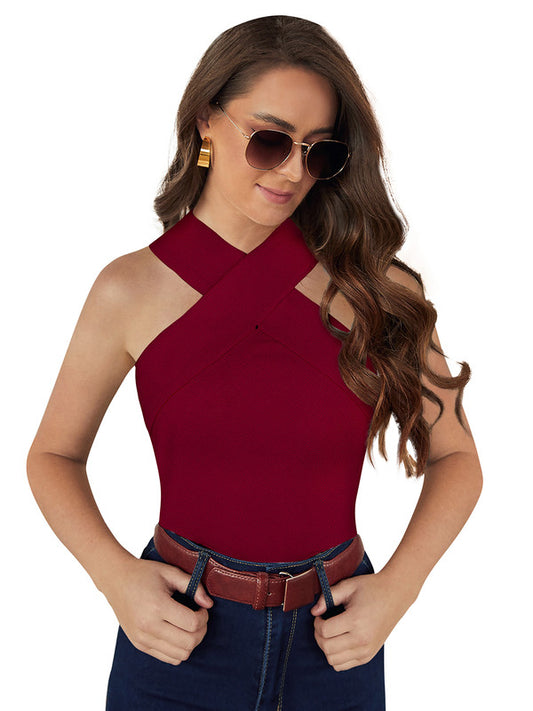 Maroon Coloured Designer Trendy V Neck T Shirt!!