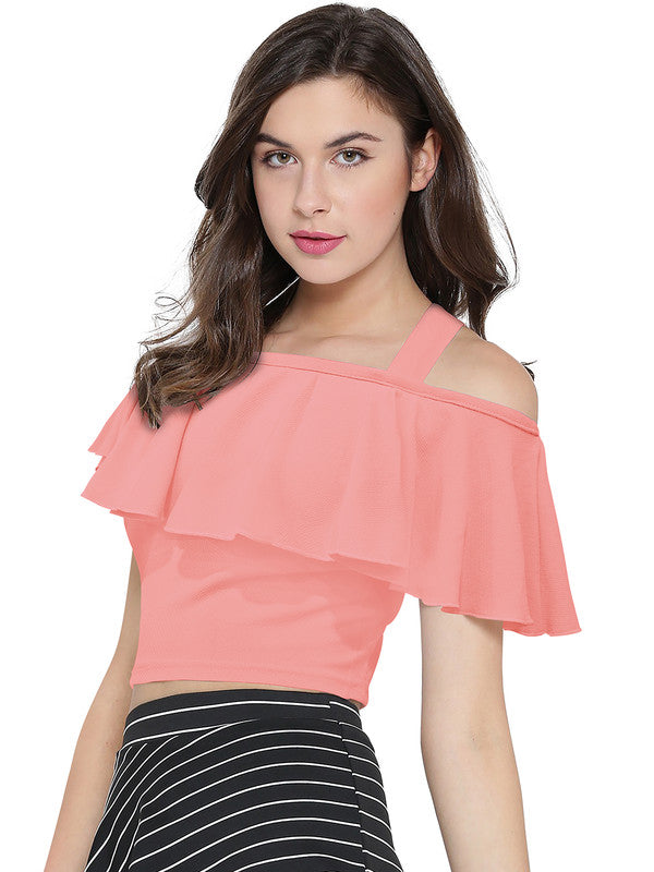 Peach Coloured Designer Trendy Crop Top!!