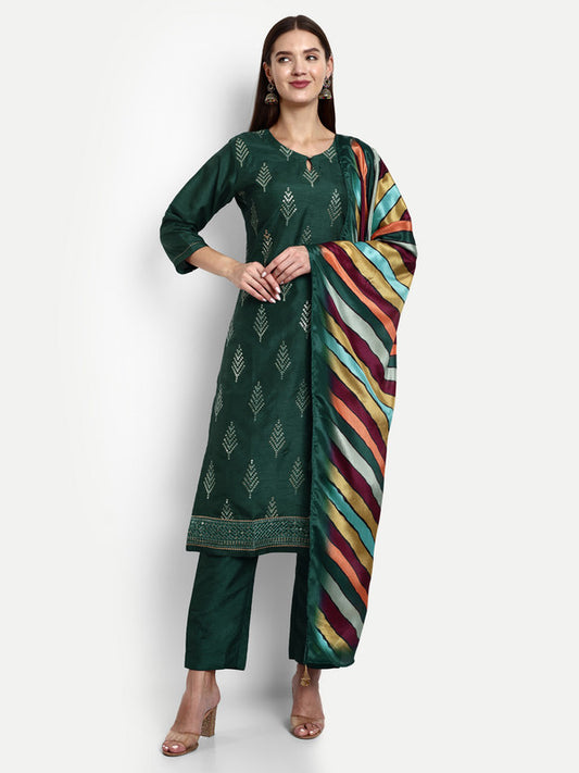 Green Coloured Heavy Dola Silk with Elegance Sequence Embroidered Work Women Party wear Designer Suit with Pant & Digital Print Dupatta!!