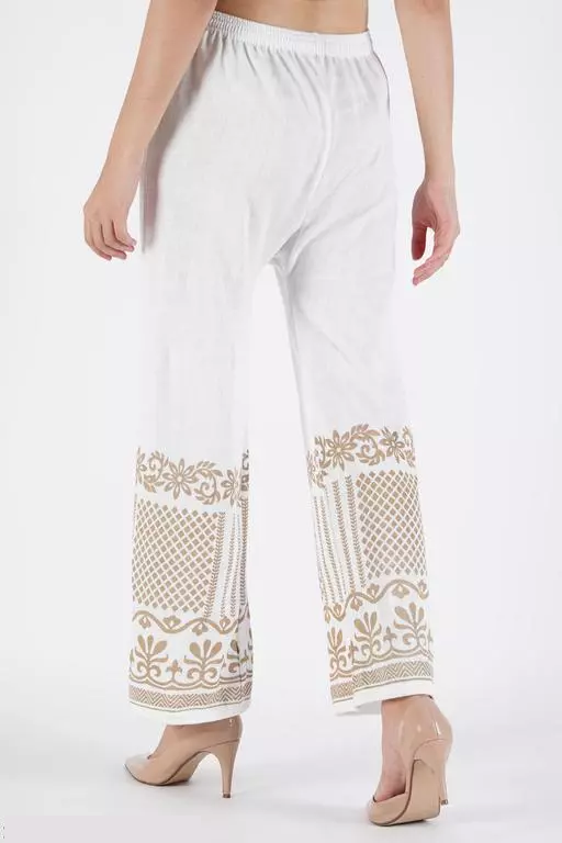 Buy Ishin Womens Rayon White Chikankari Embroidered Palazzo Online  ISHIN  FASHIONS