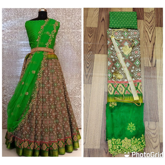 Pure linen Silk pure  Zari lehanga with blouse along with cutwork Duppta !!