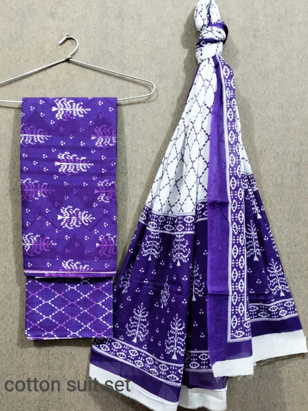 Exclusive Hand Block Printed Cotton Suits With Cotton Dupatta!!