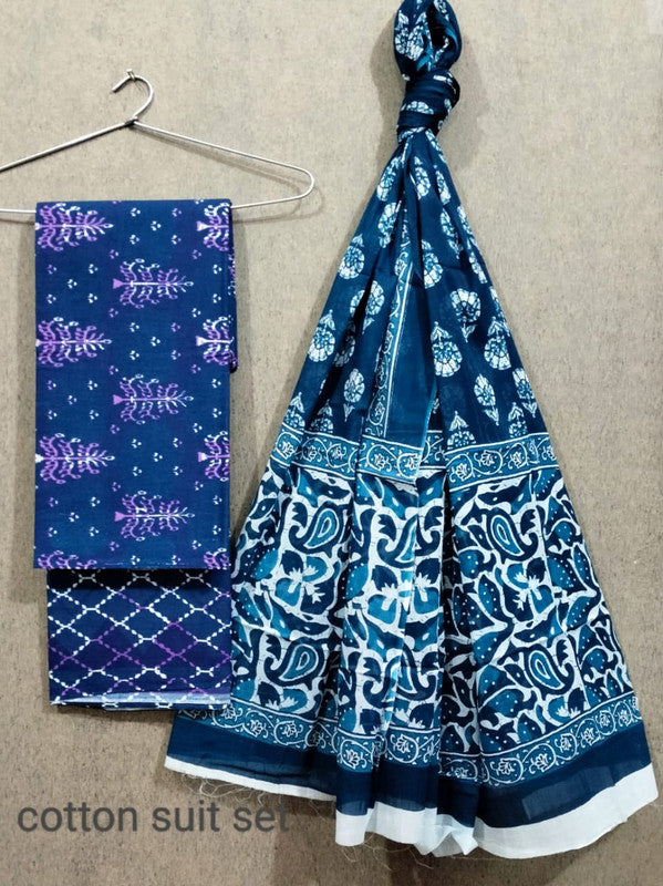 Exclusive Hand Block Printed Cotton Suits With Cotton Dupatta!!