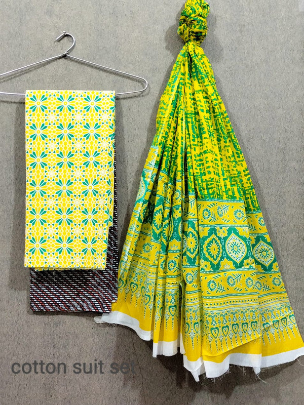 Exclusive Hand Block Printed Cotton Suits With Cotton Dupatta!!