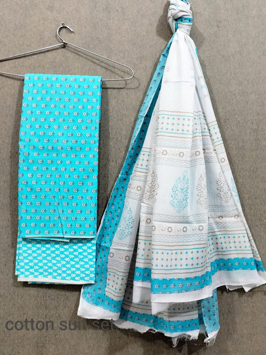 Exclusive Hand Block Printed Cotton Suits With Cotton Dupatta!!