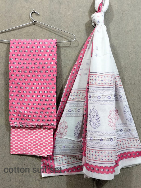 Exclusive Hand Block Printed Cotton Suits With Cotton Dupatta!!