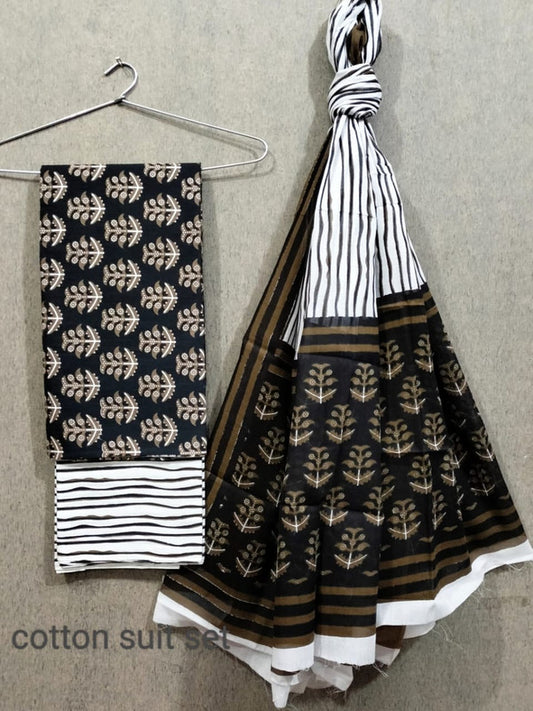 Exclusive Hand Block Printed Cotton Suits With Cotton Dupatta!!