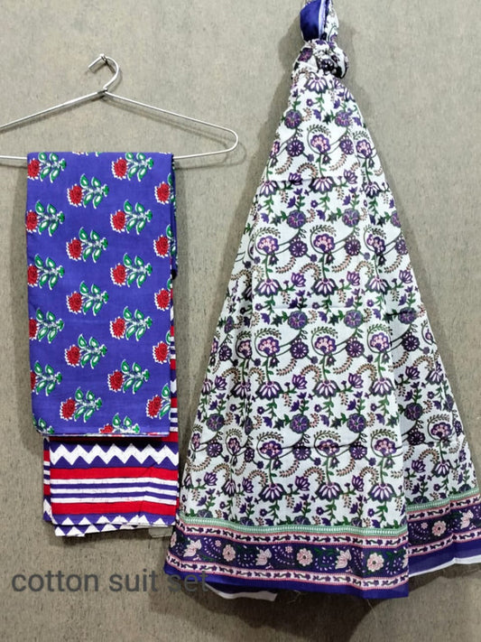 Exclusive Hand Block Printed Cotton Suits With Cotton Dupatta!!