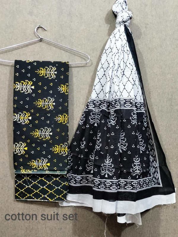 Exclusive Hand Block Printed Cotton Suits With Cotton Dupatta!!