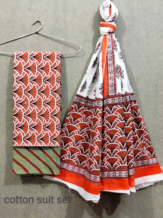 Exclusive Hand Block Printed Cotton Suits With Cotton Dupatta!!