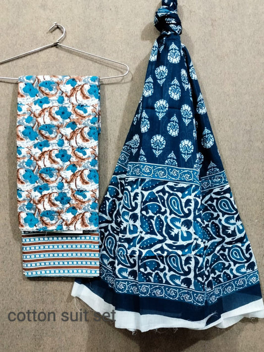 Exclusive Hand Block Printed Cotton Suits With Cotton Dupatta!!