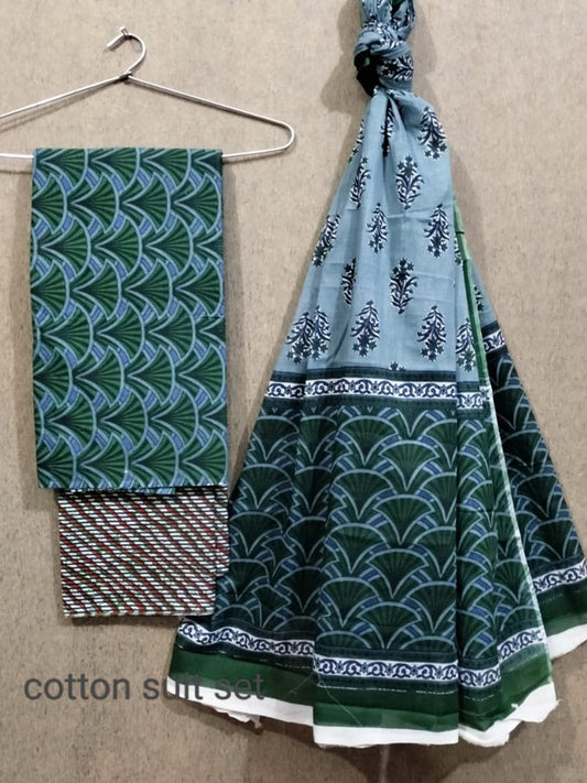 Exclusive Hand Block Printed Cotton Suits With Cotton Dupatta!!