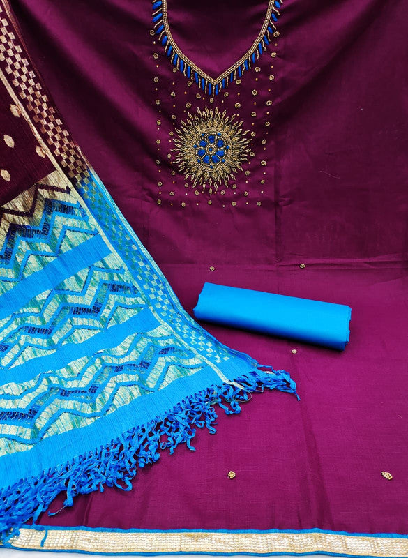 Buy THE 9192 Women's Faux Georgette Heavy Emboridery Work Salwar Suit Set Heavy  Work Dress Material at Amazon.in