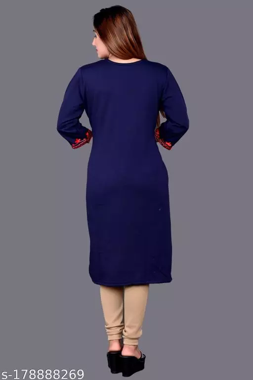 RED ON BLUE DESIGNER AARI WORK KURTI!!